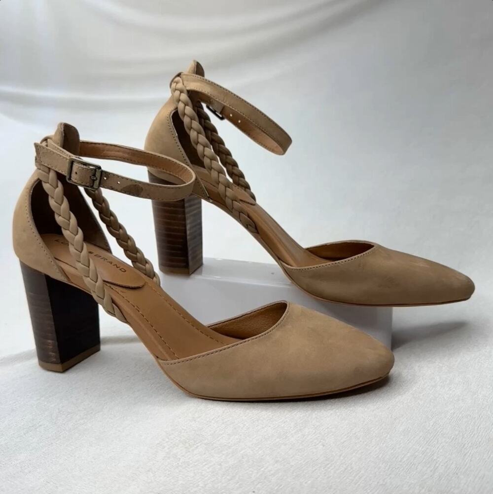 Lucky Brand Kohama Suede Braided Strap Block Heel Pumps 9M